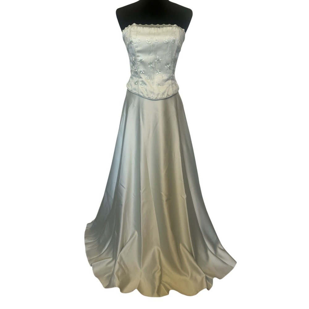 Jessica McClintock Girls Millennial 2000 2 Piece Pale Sage Green Dress Size 8